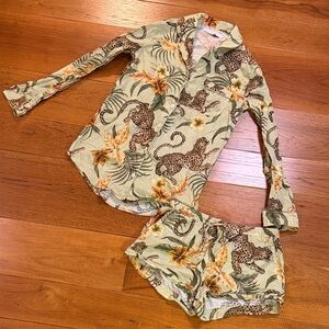 Desmond & Dempsey Olive Green Leopard Print Set